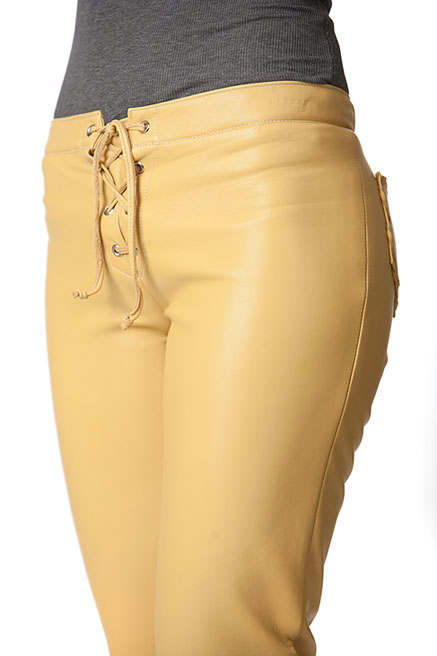 yellow leather pants womens